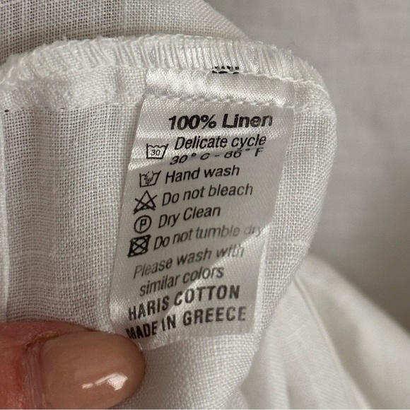 HARIS COTTON White Linen Shift Dress Relaxed Fit Beachy Coastal Size Small - Picture 9 of 12